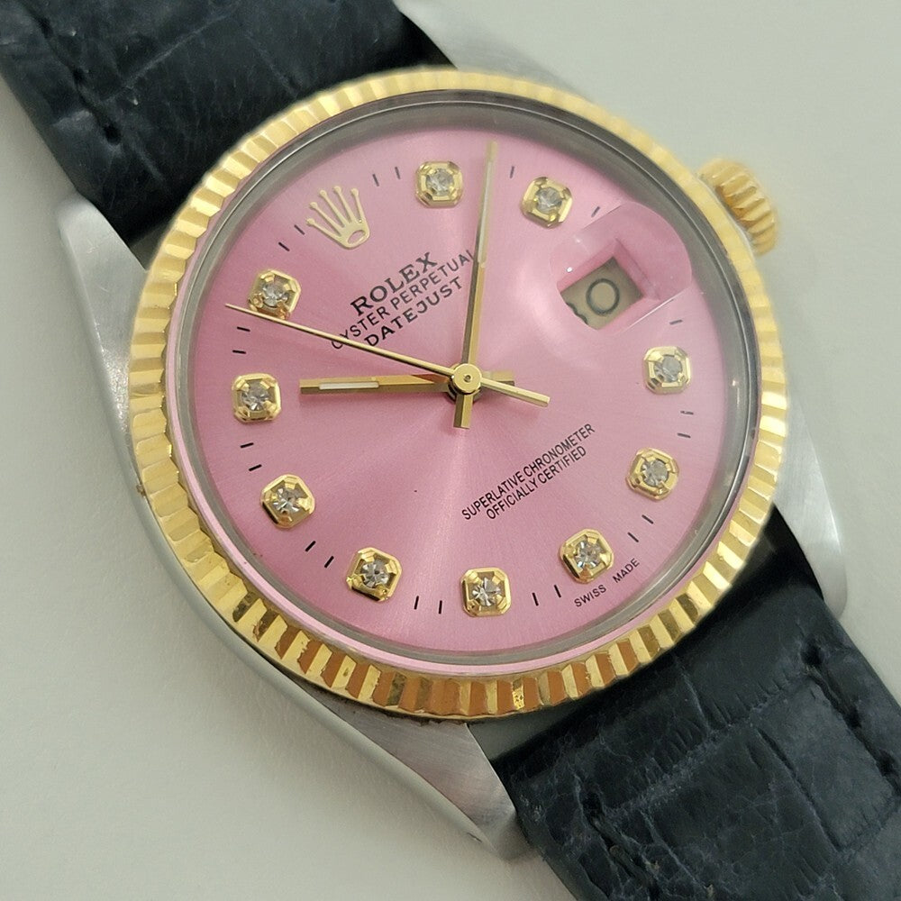 ⑤ado-chan Rolex 16013 Datejust 36mm 18k SS Mens Custom Diamond Dial
