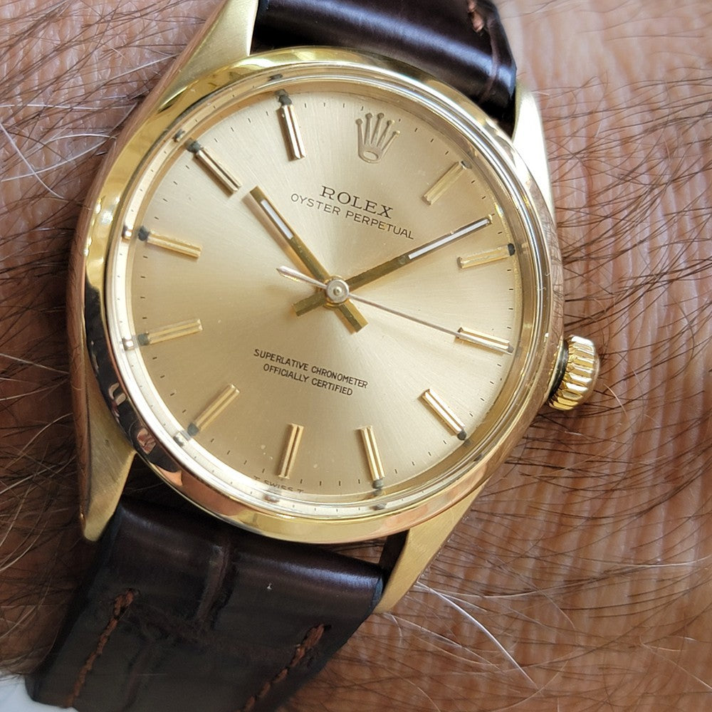 純正 ROLEX 1005 1002 Cal.1560 ゴールド 針　#60 Rolex 1002 Oyster Perpetual 14k Gold Mens 1960s 34mm Vintage