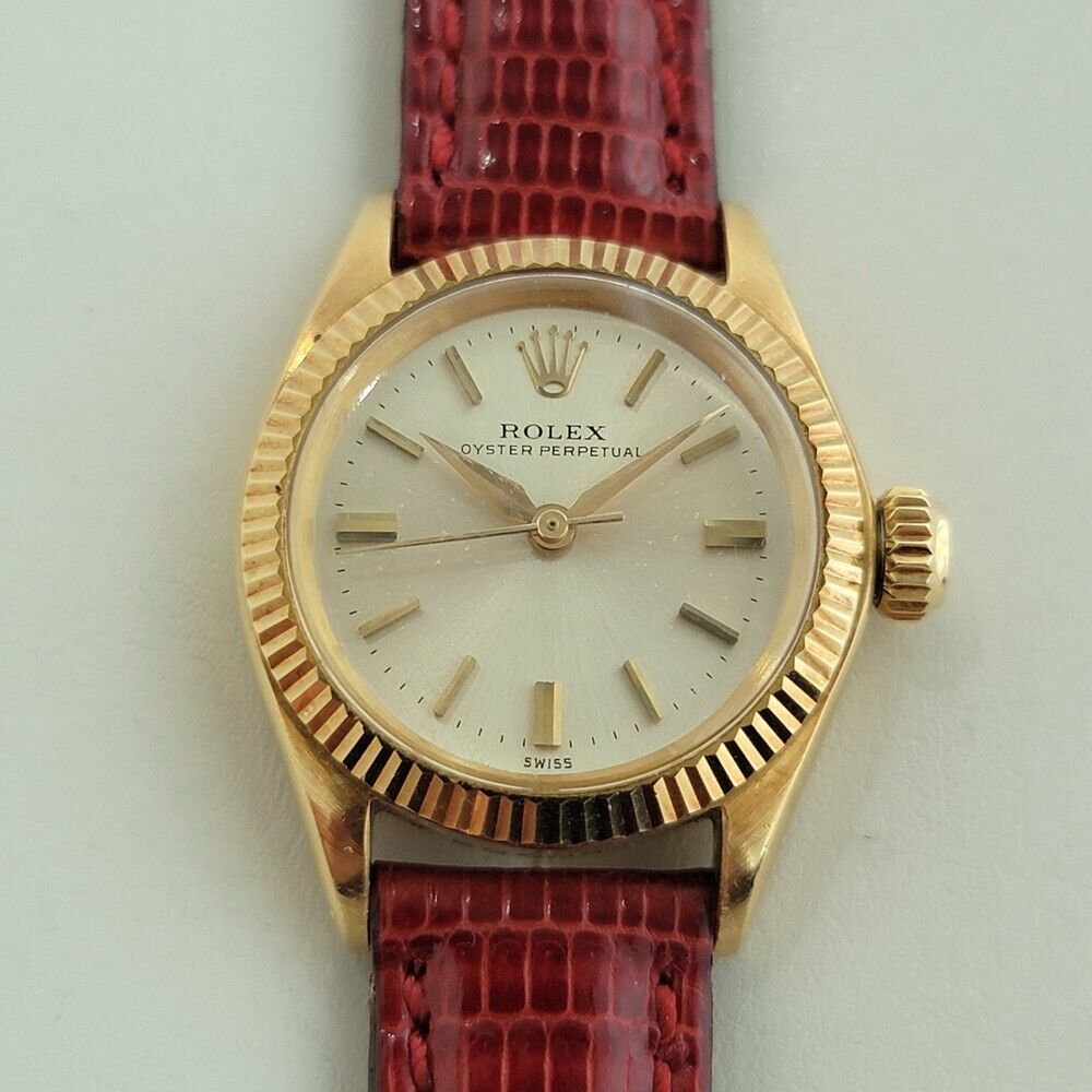 Rolex Lady Oyster Perpetual 6619 18k Gold Dress Watch 1960s Swiss Luxu BEVERLY HILLS VINTAGE WATCHES