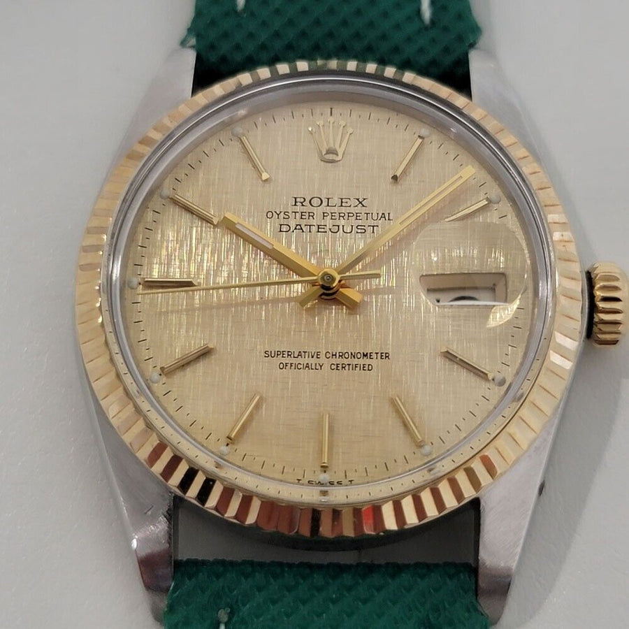 Mens Rolex Oyster Datejust Ref 16013 36mm 18k SS 1980s Swiss Automatic RJC176G