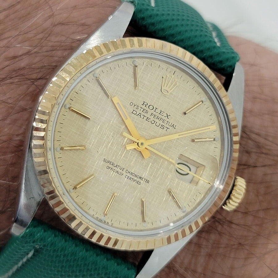 Mens Rolex Oyster Datejust Ref 16013 36mm 18k SS 1980s Swiss Automatic RJC176G