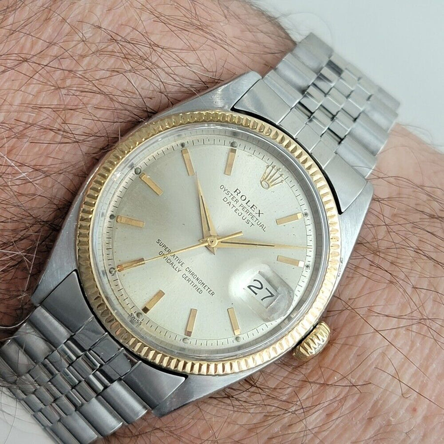 Mens Rolex Oyster Datejust 1601 18k Gold SS 1960s Automatic Swiss Vintage RA254