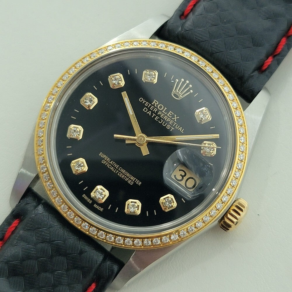 Rolex Oyster 16013 Datejust 36mm 18k SS Mens Diamond Dial 1980s
