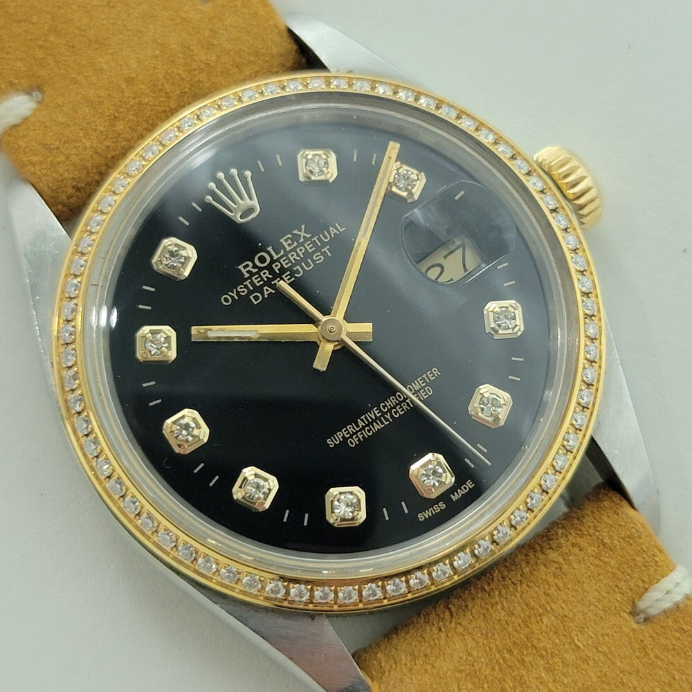 ⑤ado-chan Rolex Oyster 16013 Datejust 36mm 18k SS Mens Diamond Set 1980s
