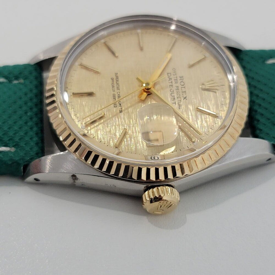 Mens Rolex Oyster Datejust Ref 16013 36mm 18k SS 1980s Swiss Automatic RJC176G