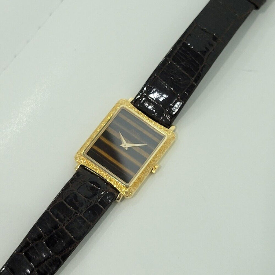 Unisex Piaget Protocole 25mm 18k Gold Tiger Eye Dress Watch 1970s original RA295