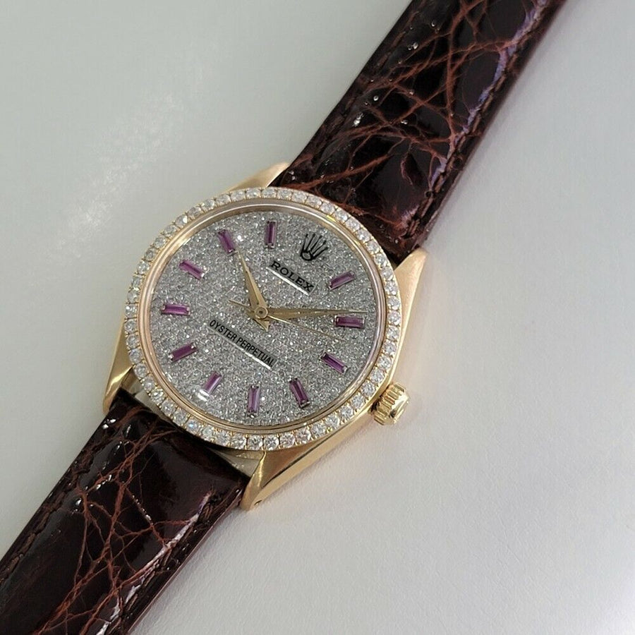 Mens Rolex Oyster Perpetual 1005 Diamond Dial 14k Automatic 1960s Swiss RJC139