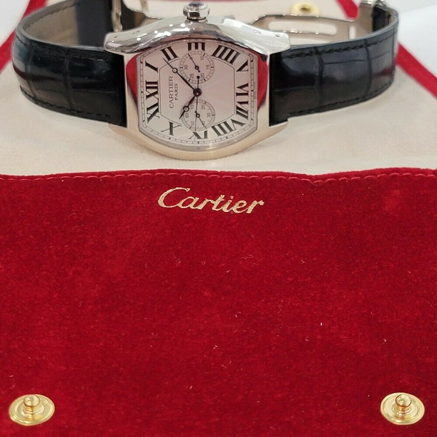 Mens Cartier Tortue 2762 39mm 18k WG Manual Chronograph 2000s All Original IL1