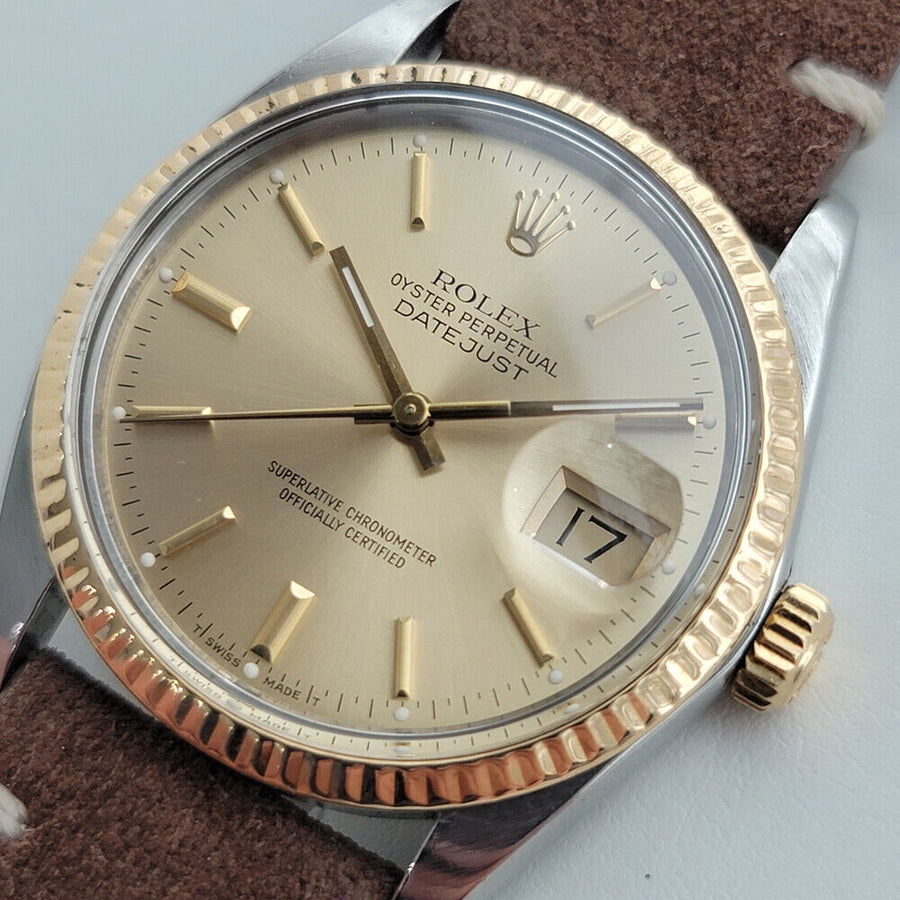 Mens Rolex Oyster Datejust Ref 16013 36mm 18k SS 1980s Automatic Swiss RJC177