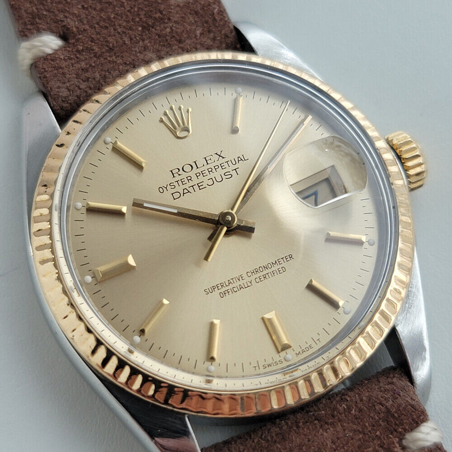 Mens Rolex Oyster Datejust Ref 16013 36mm 18k SS 1980s Automatic Swiss RJC177