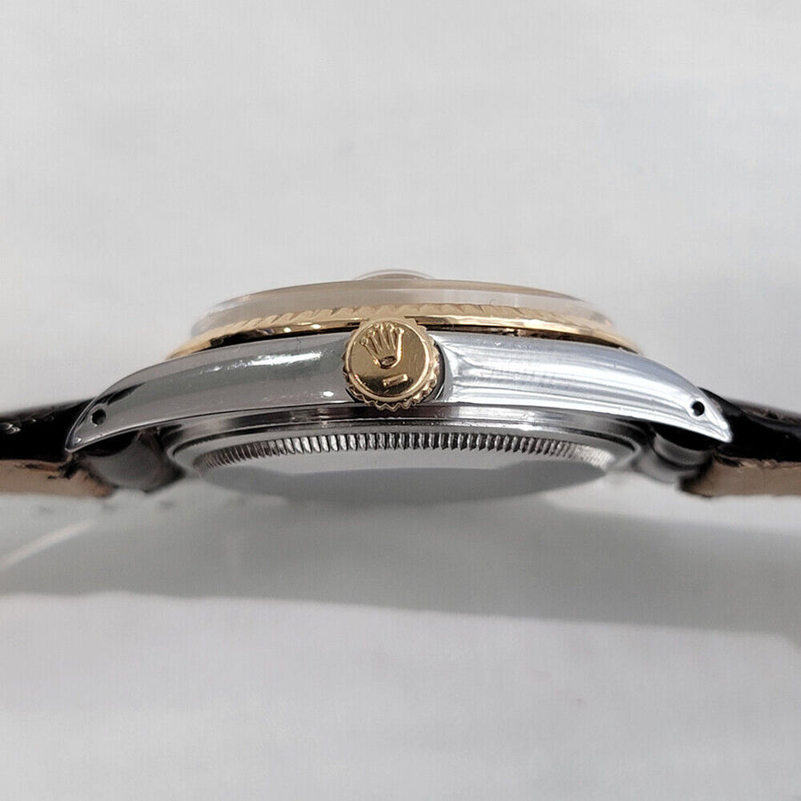 Mens Rolex Datejust Ref 16013 36mm 18k Gold SS 1980s Auto Quickset Swiss RA270B