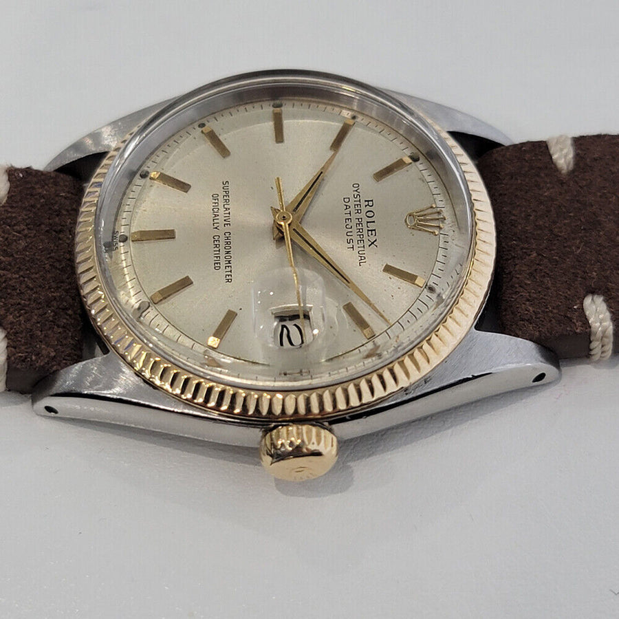 Mens Rolex Oyster Datejust Ref 1601 18k Gold SS 1960s Automatic Vintage RA254B