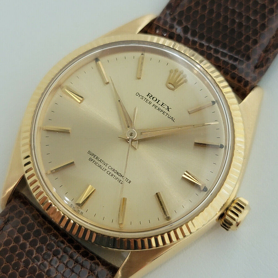 brugervejledning Akkumulering Anzai Mens Rolex Oyster Perpetual Ref 1005 18k Gold Automatic 1960s Vintage –  BEVERLY HILLS VINTAGE WATCHES