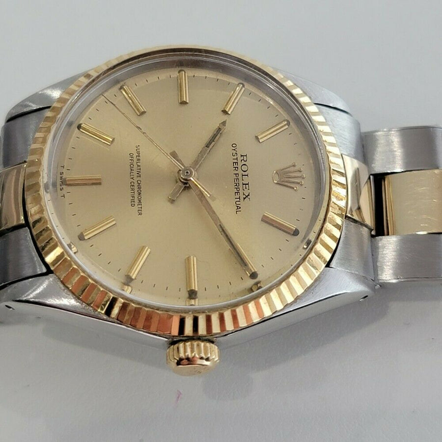 Mens Rolex Oyster Perpetual 5500 35mm 14k Gold SS Automatic 1960s Vintage RA179