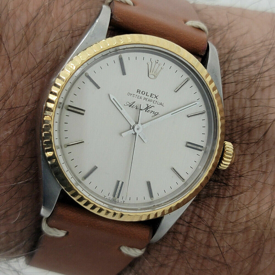 Mens Rolex Oyster Precision 5500 Air King 34mm 18k SS 1970s Automatic RJC188