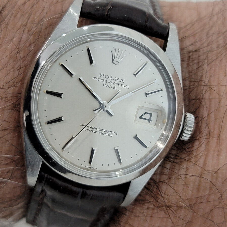 Mens Rolex Oyster Perpetual Date w Paper Ref 1500 35mm Automatic 1960s RA245B