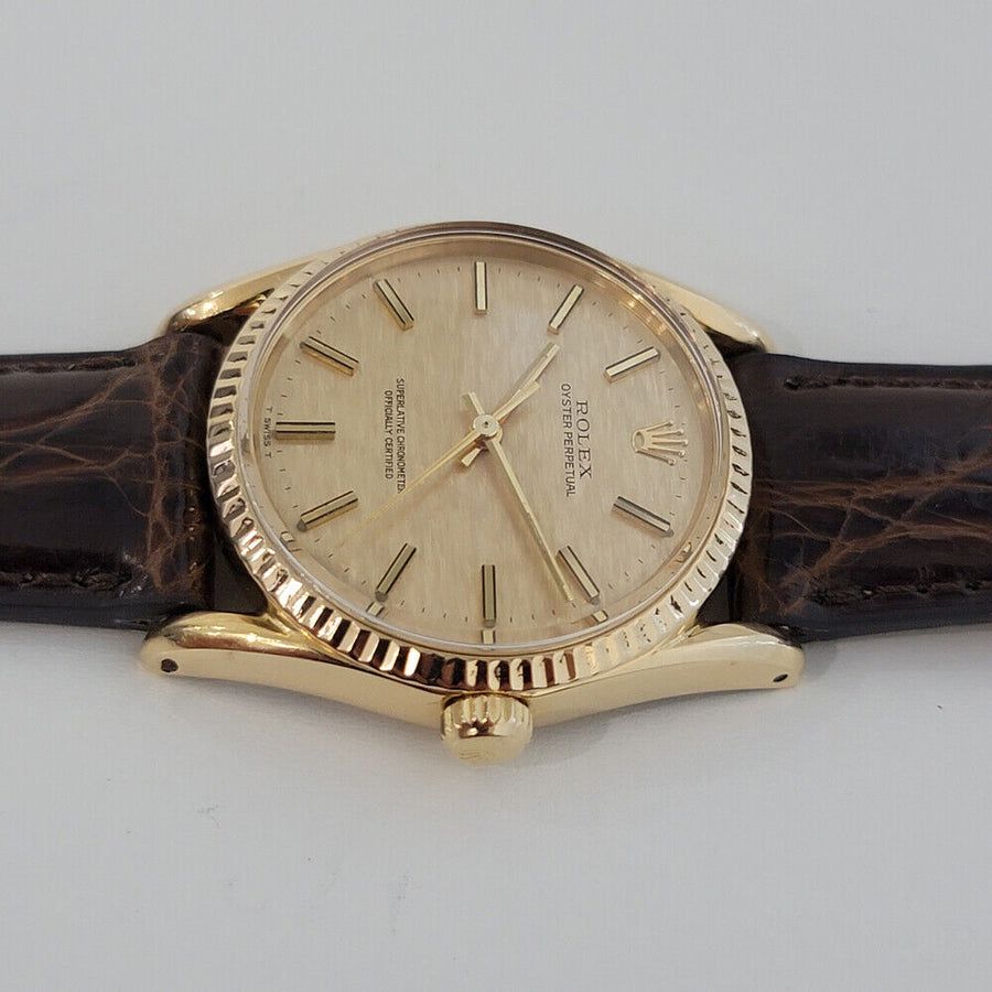 Mens Rolex Oyster Perpetual Ref 1011 33mm 18k Gold 1970s Automatic Swiss RJC154