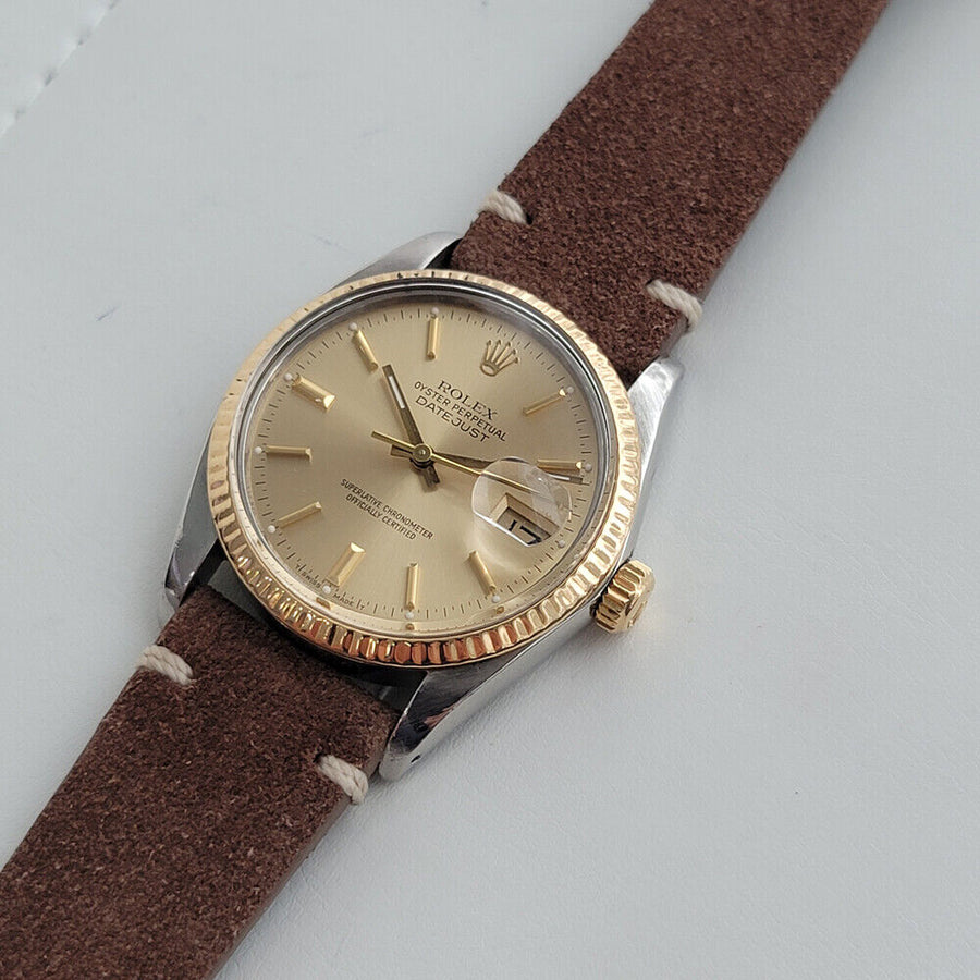 Mens Rolex Oyster Datejust Ref 16013 36mm 18k SS 1980s Automatic Swiss RJC177
