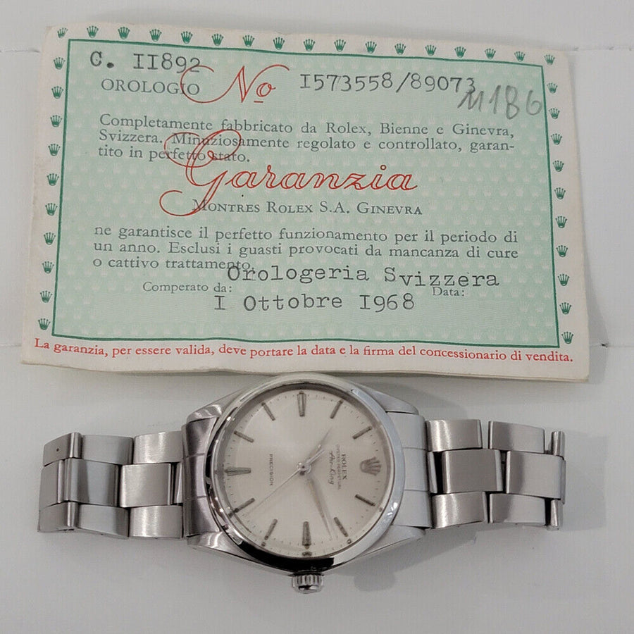 Mens Rolex Oyster Precision Ref 1002 Air King 34mm Automatic 1960s w Paper RA249
