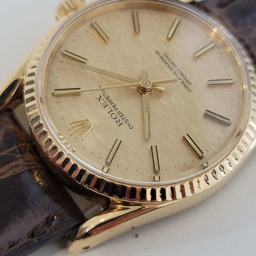 Mens Rolex Oyster Perpetual Ref 1011 33mm 18k Gold 1970s Automatic Swiss RJC154