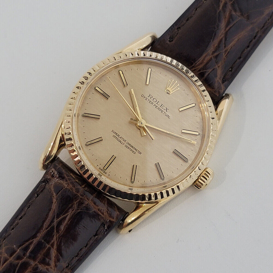 Mens Rolex Oyster Perpetual Ref 1011 33mm 18k Gold 1970s Automatic Swiss RJC154