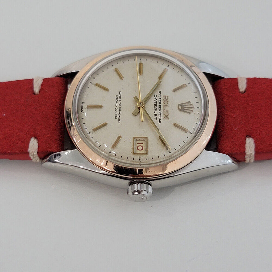 Mens Rolex Oyster Datejust Ref 6075 1950s 36mm 14k SS Automatic Vintage RJC157