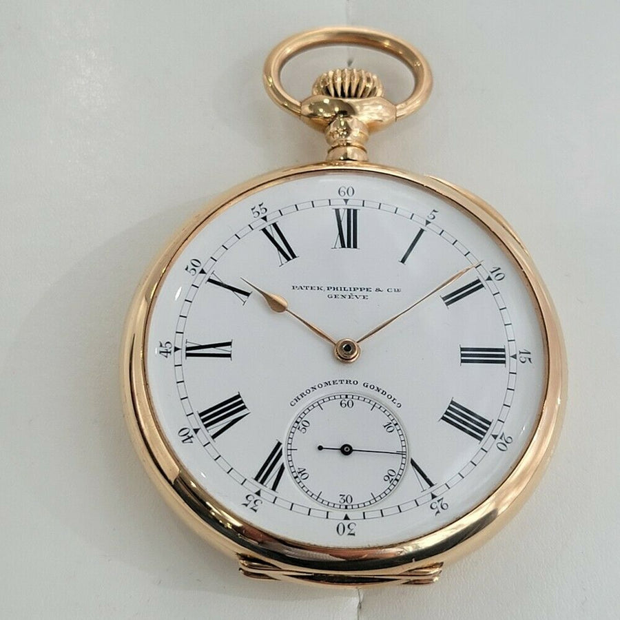 Patek Philippe Chronometro Gondolo 52mm 18k Gold Pocket Watch 1910s w Box RA184