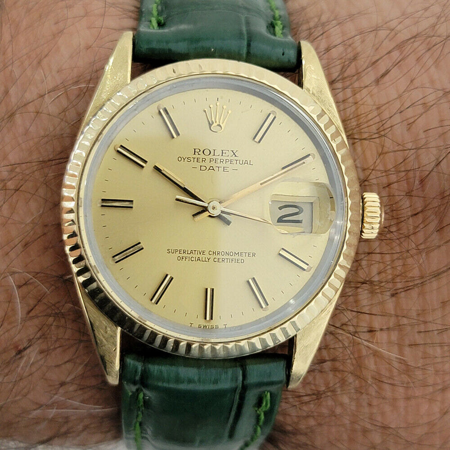 Mens Rolex Oyster Perpetual Date 15505 34mm Gold Capped Automatic