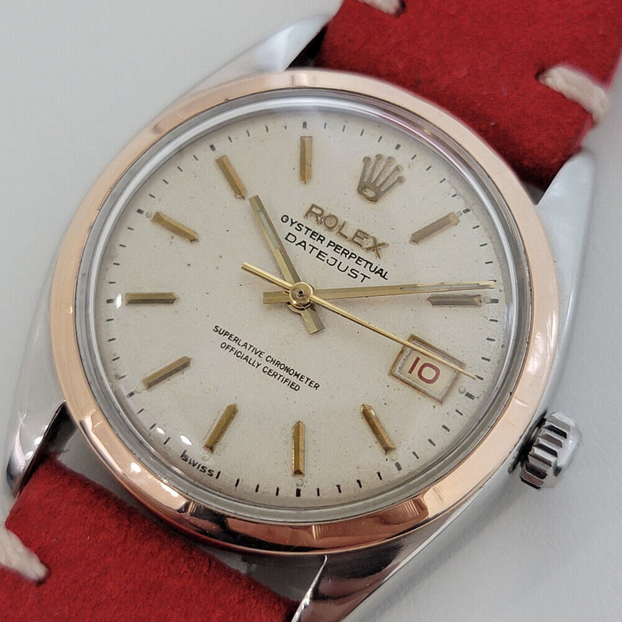 Mens Rolex Oyster Datejust Ref 6075 1950s 36mm 14k SS Automatic Vintage RJC157