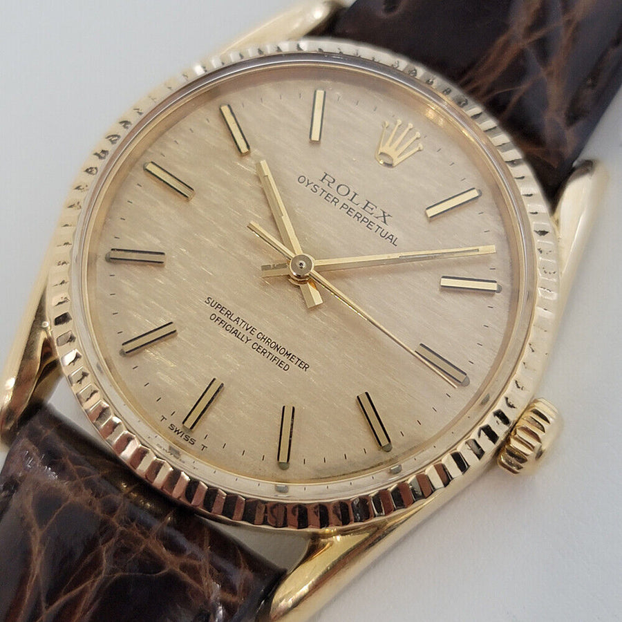Mens Rolex Oyster Perpetual Ref 1011 33mm 18k Gold 1970s Automatic Swiss RJC154