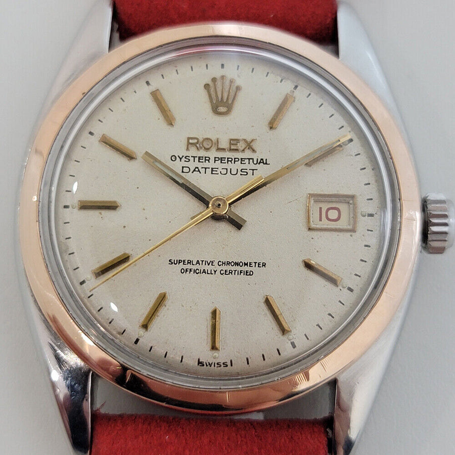 Mens Rolex Oyster Datejust Ref 6075 1950s 36mm 14k SS Automatic Vintage RJC157