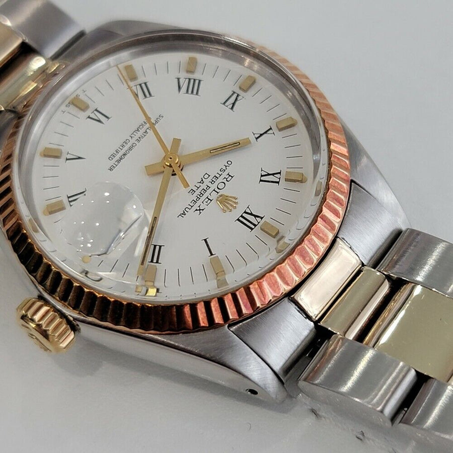 Mens Rolex Oyster Perpetual Date 1500 1970s 35mm Gold ss Automatic Swiss RA164