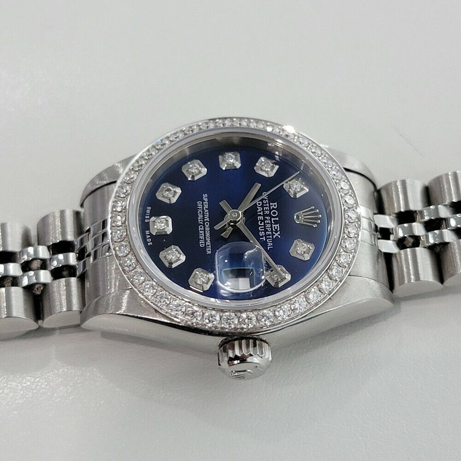 Ladies Rolex Datejust 69174 26mm Diamond Dial 18k Gold SS Automatic 1990s RA283