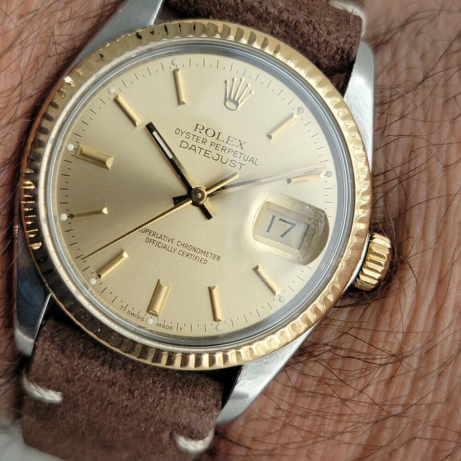 Mens Rolex Oyster Datejust Ref 16013 36mm 18k SS 1980s Automatic Swiss RJC177