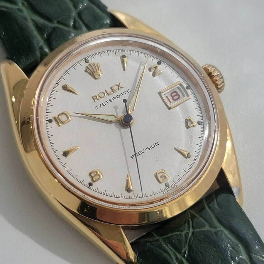 Mens Rolex Oysterdate Precision 6494 34mm Gold-Capped Hand-Wind 1950s RA214