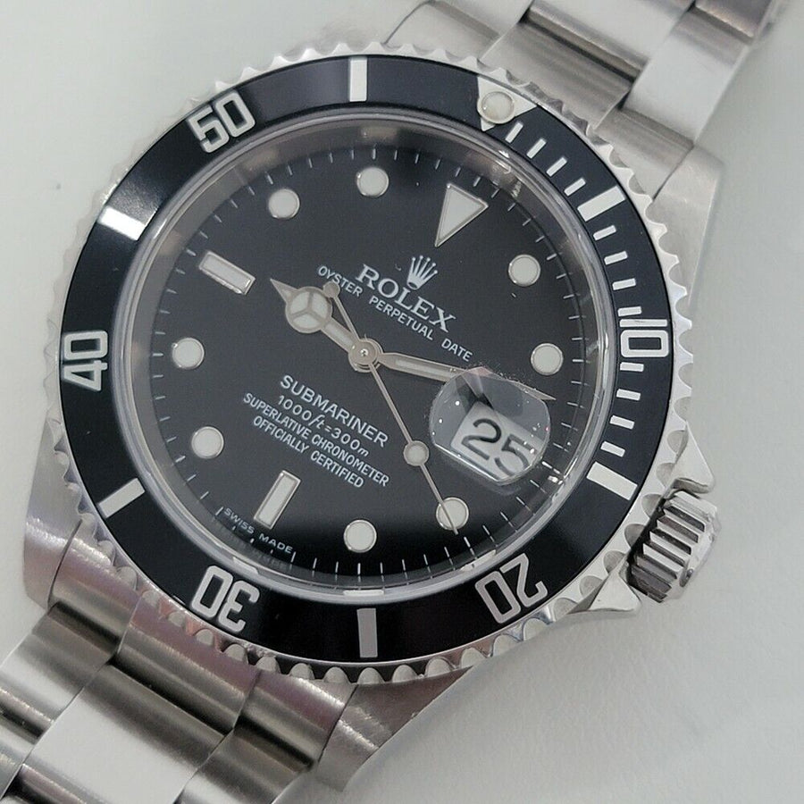 Mens Rolex Submariner Ref 16610 Date All Original Automatic 2000s w Pouch RA257