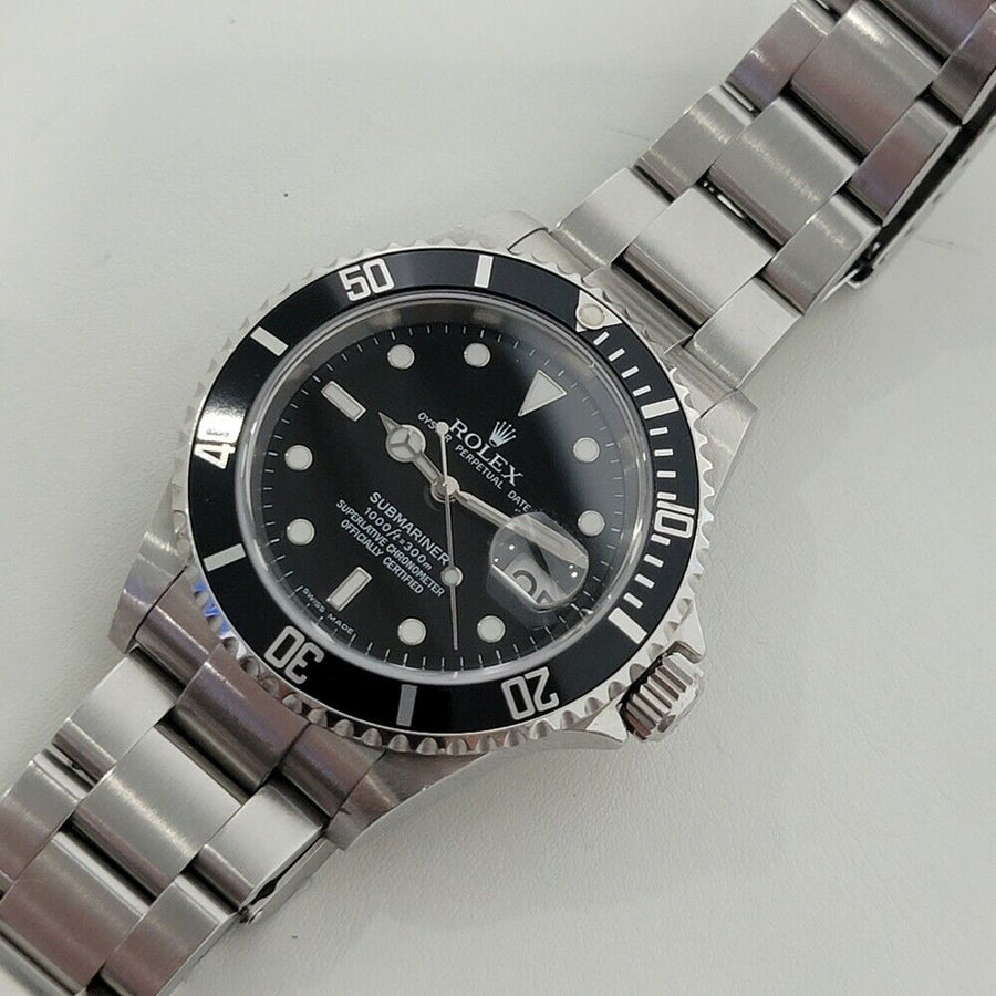 Mens Rolex Submariner Ref 16610 Date All Original Automatic 2000s w Pouch RA257