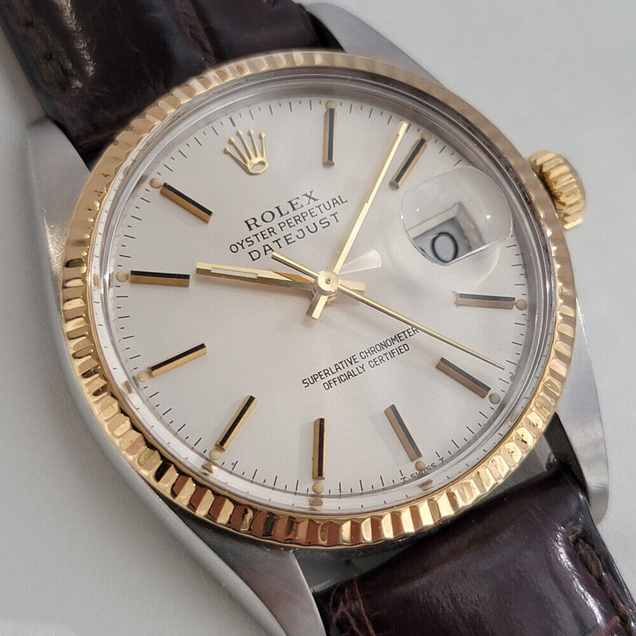 Mens Rolex Datejust Ref 16013 36mm 18k Gold SS 1980s Auto Quickset Swiss RA270B