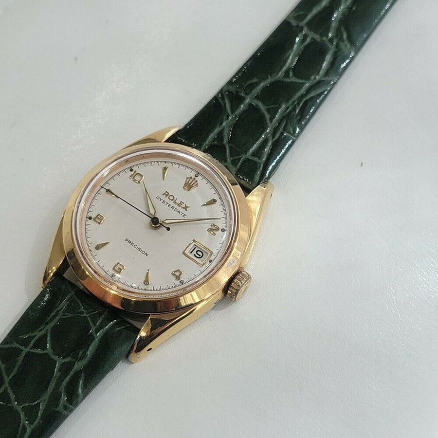 Mens Rolex Oysterdate Precision 6494 34mm Gold-Capped Hand-Wind 1950s RA214