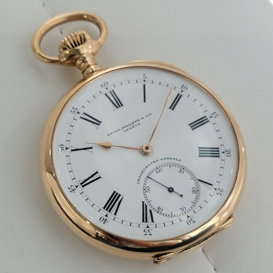 Patek Philippe Chronometro Gondolo 52mm 18k Gold Pocket Watch 1910s w Box RA184