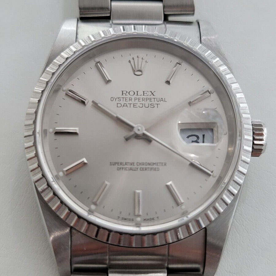Mens Rolex Oyster Box Tags Papers Datejust Ref 16220 36mm Automatic 1980s RA302