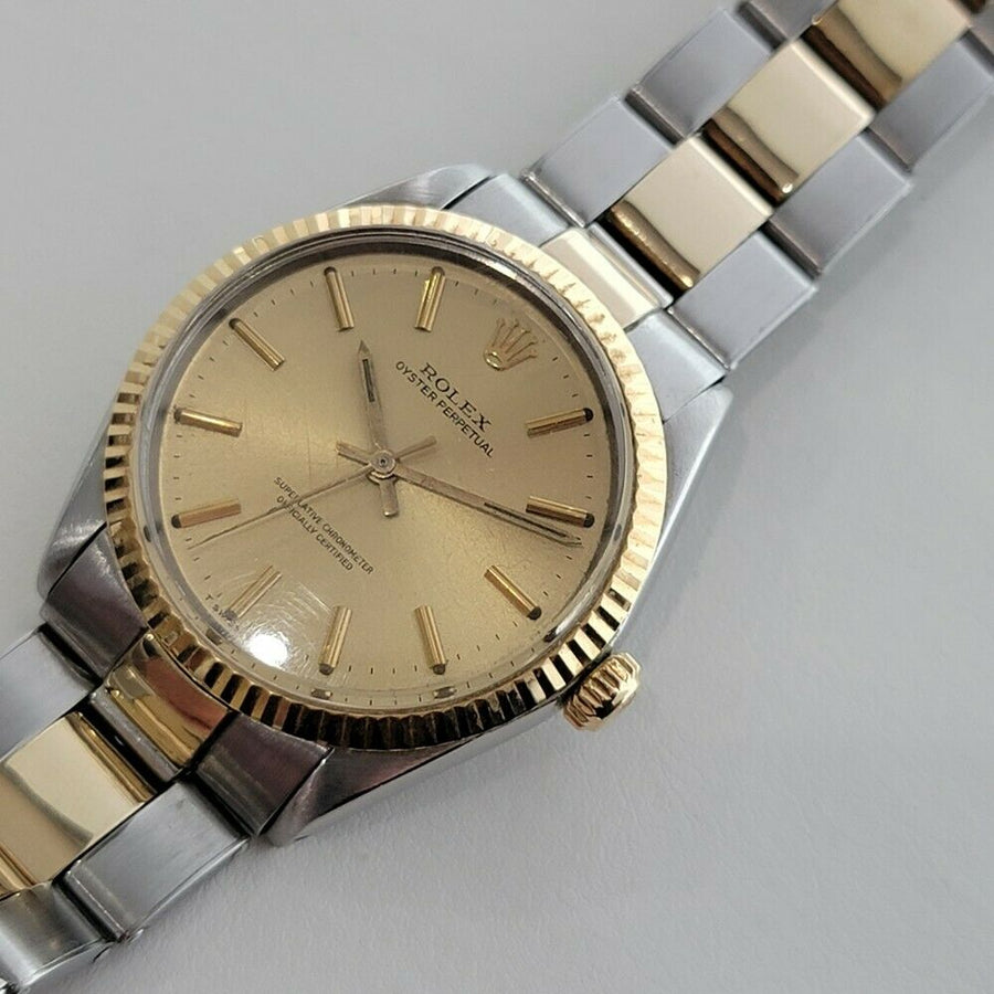 Mens Rolex Oyster Perpetual 5500 35mm 14k Gold SS Automatic 1960s Vintage RA179