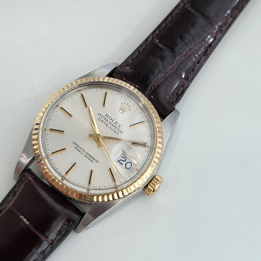 Mens Rolex Datejust Ref 16013 36mm 18k Gold SS 1980s Auto Quickset Swiss RA270B