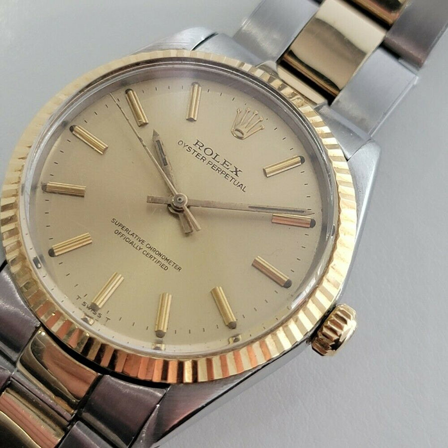 Mens Rolex Oyster Perpetual 5500 35mm 14k Gold SS Automatic 1960s Vintage RA179