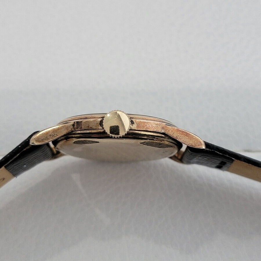 Midsize Omega 28mm 14K Rose Gold Filled Military Style Manual Watch 1930s JM18