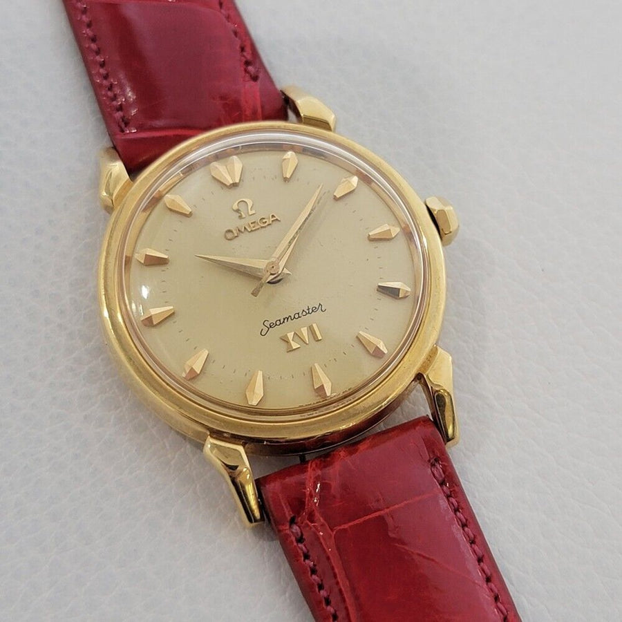 Mens Omega Seamaster XVI Olympic 18k Gold Automatic 1950s w Box JM1