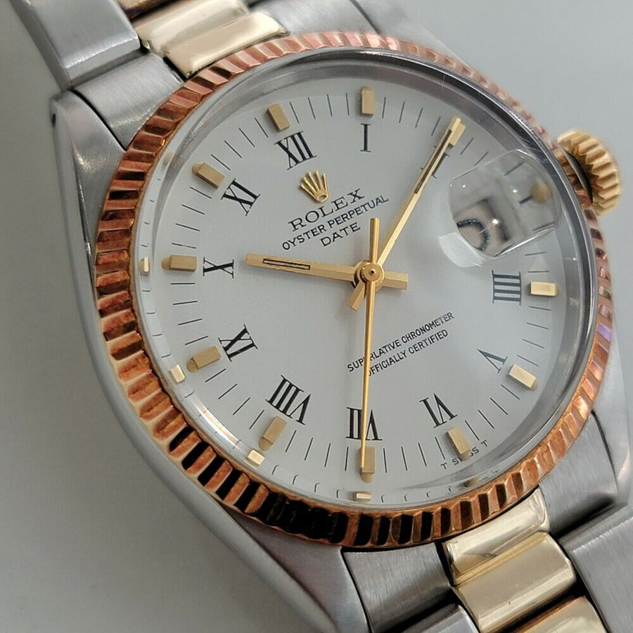 Mens Rolex Oyster Perpetual Date 1500 1970s 35mm Gold ss Automatic Swiss RA164