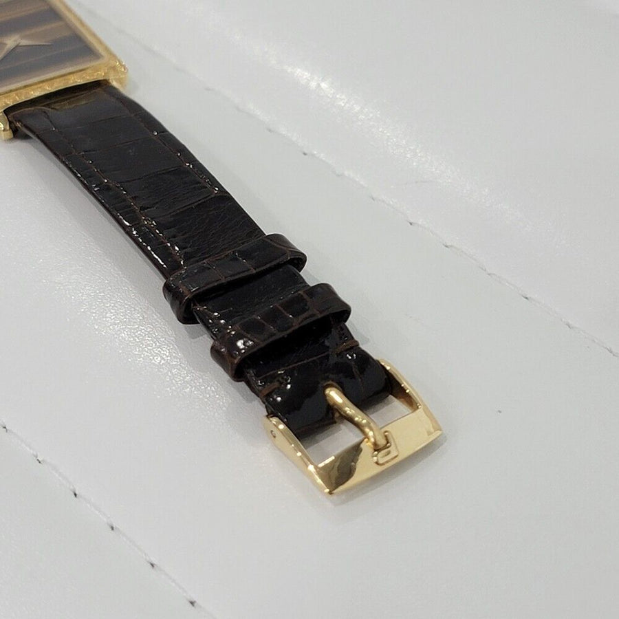Unisex Piaget Protocole 25mm 18k Gold Tiger Eye Dress Watch 1970s original RA295