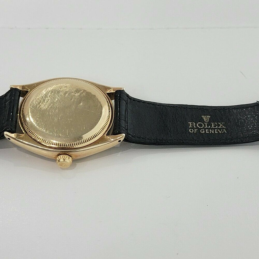 Mens Rolex Oyster Perpetual Ref 6565 34mm 14k Gold Automatic 1950s Vintage RA275