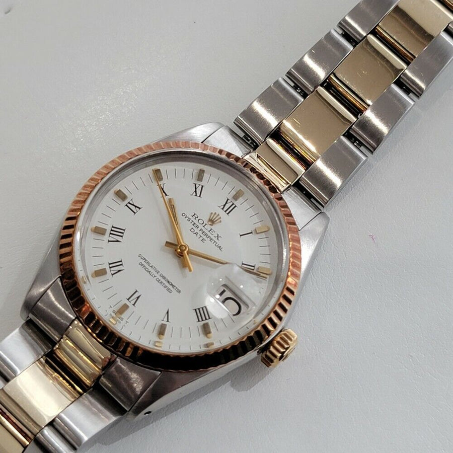 Mens Rolex Oyster Perpetual Date 1500 1970s 35mm Gold ss Automatic Swiss RA164